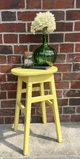 Small Yellow Painted Victorian Milking Stool / Kitchen Stool
