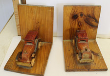 Vintage Wooden Handmade  Car Bookends Novelty 14x11x13" high