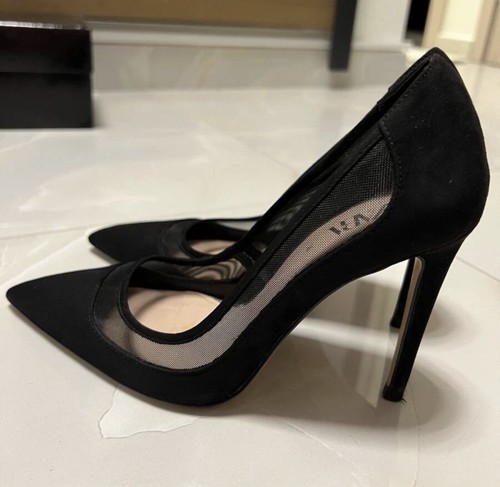 Zara black mesh trim heels