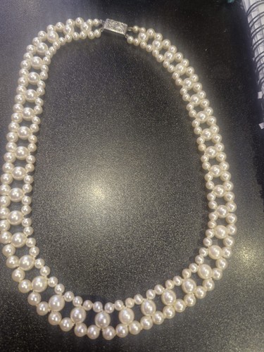 Vintage faux pearl collar - ,