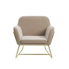 Charles Velvet Beige Armchair-Comfortable&Relaxed Seating with Brushed Gold Legs