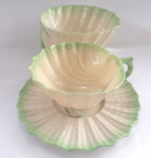 Belleek fine china seashell teacup saucer and sugar bowl 1891 - 1921
