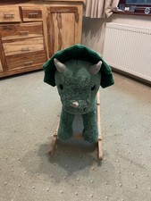 Dinosaur Rocking Horse Baby Ride-On Wooden Plush Seat Rocker Toy Green 3-6 Years