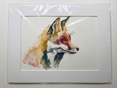 Original red fox watercolour - original,