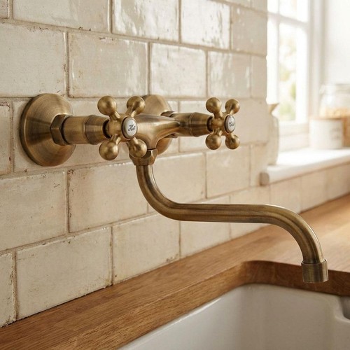 Antique brass kitchen tap - brass, s