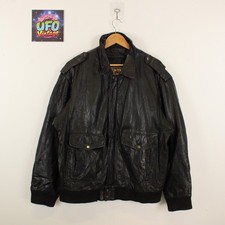 Avirex Type A-2 Black Leather Cockpit Flight Bomber Jacket Large Early 1980s Zip