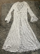 Claire Pettibone Vintage White Lace Duster Robe – Bridal Maxi – Size M 