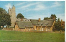 Suffolk Postcard - Cottages and Church - Cavendish - Suffolk - Ref 4494A