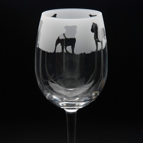 Staffy dog crystal wine - dog,