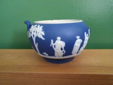 Antique Wedgwood Jasper Ware Sugar Dish Bowl - Rare Sacrifice Pattern - No Lid