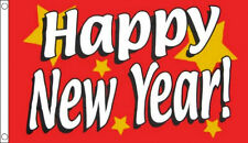 RED HAPPY NEW YEAR FLAG 5' x