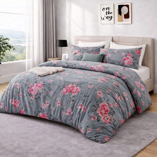 Luxury reversible floral duvet - floral,