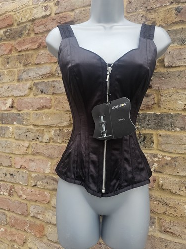 Corset story black satin zip - black,