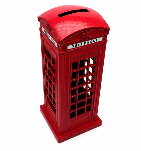 Telephone booth piggy bank