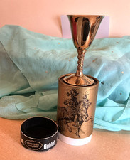 Vintage Falstaff Goblet- Spain-  Gold Plated In England - Twisted Embossed Stem