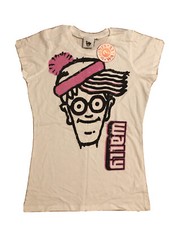 OFFICIAL WHERE'S WALLY? RARE WHITE COTTON SLIM FIT TEE UK 14 EU 42 MEDIUM BNWT