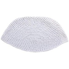 White Knitted Kippah Yarmulke