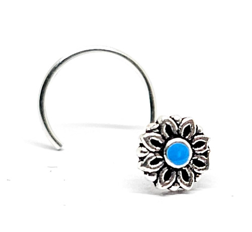 Flower nose stud - stud, blue