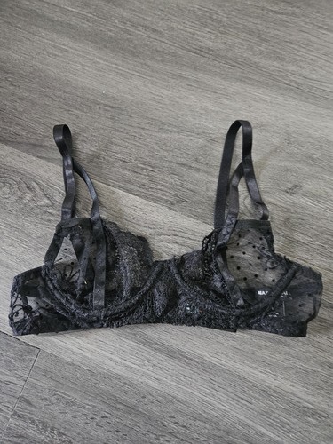 Sexy black lace bra - black,