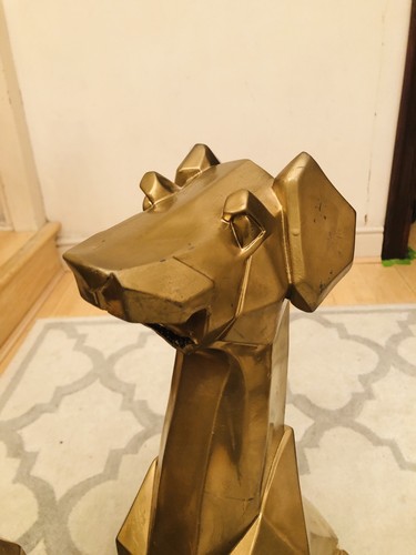 Art deco golden dogs statue - deco,