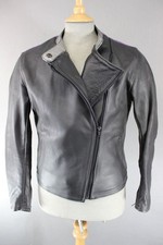CLASSIC BLACK, SILVER, PURPLE AND GREEN LEATHER RETRO STYLE BIKER JACKET 38 INCH