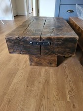 Rustic coffee table, solid wood, repurposed railway sleepers