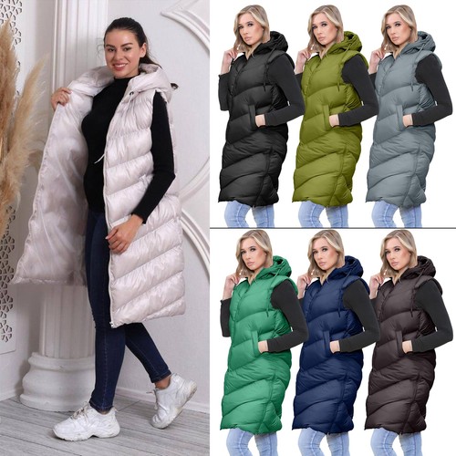 Long hooded gillet for - long, womens