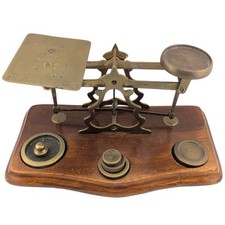 Part Set Of Antique Postal Scales, With Listed Postal Rates, Width 24cm