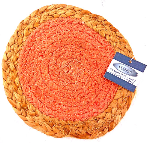 Jute candle mat - candle, peach