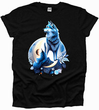 Wolf Grey Moon Tribal Rose Gothic Dog Emo Witch Flower Haunting Men Tshirt Woman