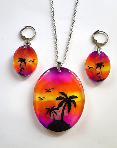 Handmade tropical sunset resin - handmade,