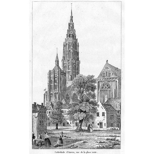 Antwerp cathedral antique - cathedral,