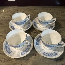 Vintage Coalport - Revelry Blue Cherubs 4x Tea Cup And Saucer Bone  China