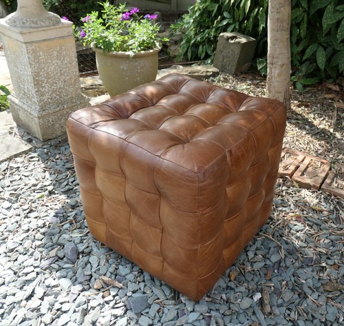 Genuine tan leather patchwork