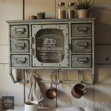 New VINTAGE French Green Shabby Chic Rustic Shelf Wall Cabinet Cupboard