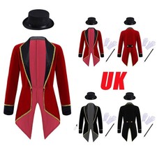 UK Kid Girls Circus Ringmaster Costume Halloween Carnival Party Magician Showman