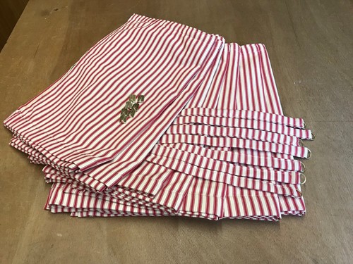 Ivory red ticking - red,