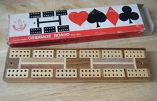Vintage FC Inlaid Wood Cribbage Board