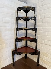 19th Century Set Of 5 Japanese Stacking Nest Tables Shelves Lacquered  Antique