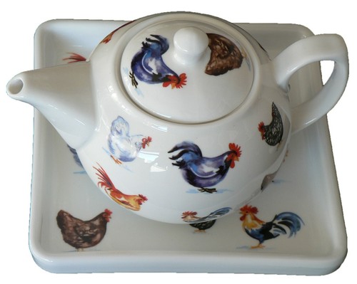 Chicken ceramic teapot - , stand