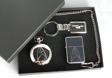 Star Trek Starfleet Logo Gift Set Silver Plated Pocket Watch Keyring Lighter