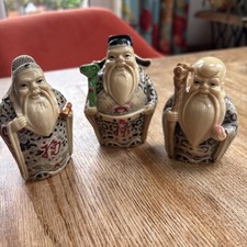 Vintage set of 3 Chinese gods - Fu Lu Shou - Prosperity, Longevity + Fortune  