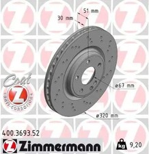 2x Brake disc internally vented 400.3693.52 ZIMMERMANN for MERCEDES-BENZ