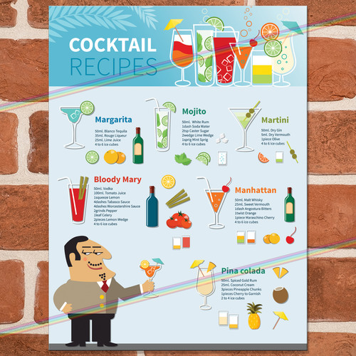 Cocktail menu metal signs - metal,