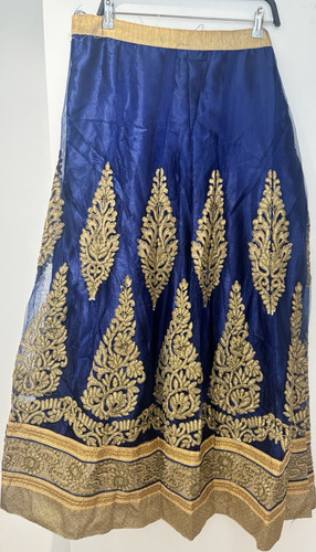 Blue lengha skirt with gold - lengha,