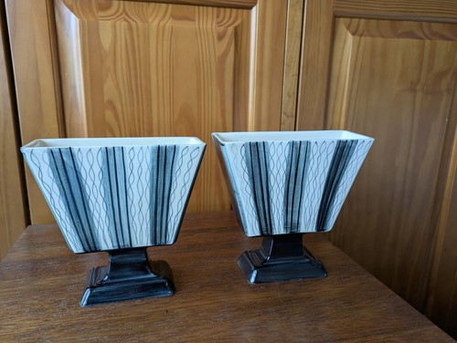 Two handpainted vintage black