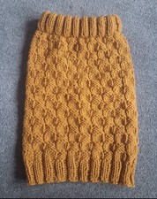 HAND KNITTED NEW WOOL MEDIUM Size DOG JUMPER IN MUSTARD COLOUR FREE POSTAGE UK