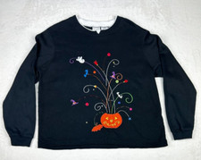 Vintage 90s White Stag Black Halloween Embroidered Sweatshirt Jumper Womens XL