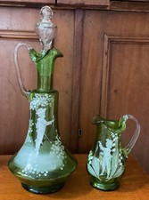 Both Damaged ~ Victorian Mary Gregory Decanter & Jug