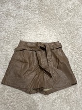 Brown Leather Women Shorts NEW High Waist , Size L